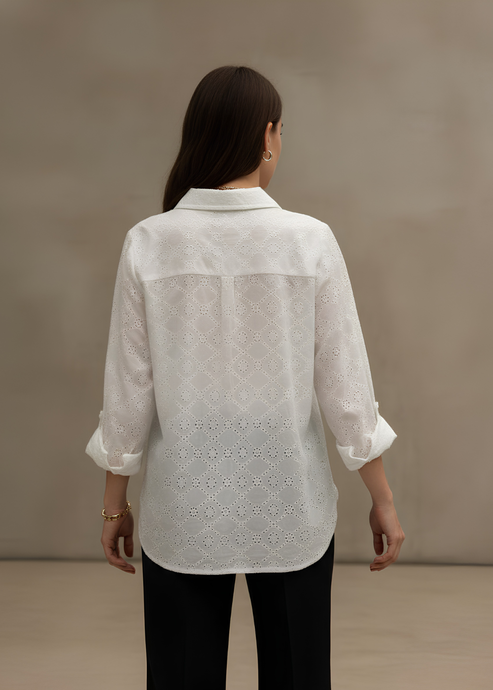 Cutwork Button-Down Shirt