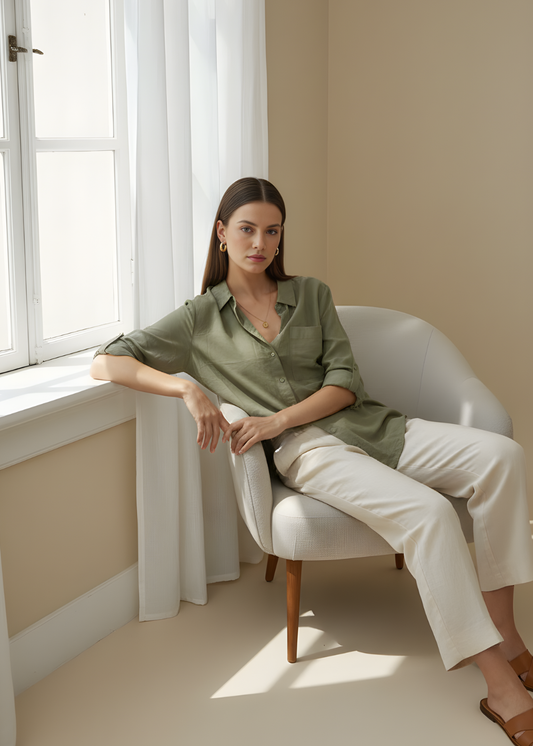 Button-Front Blouse