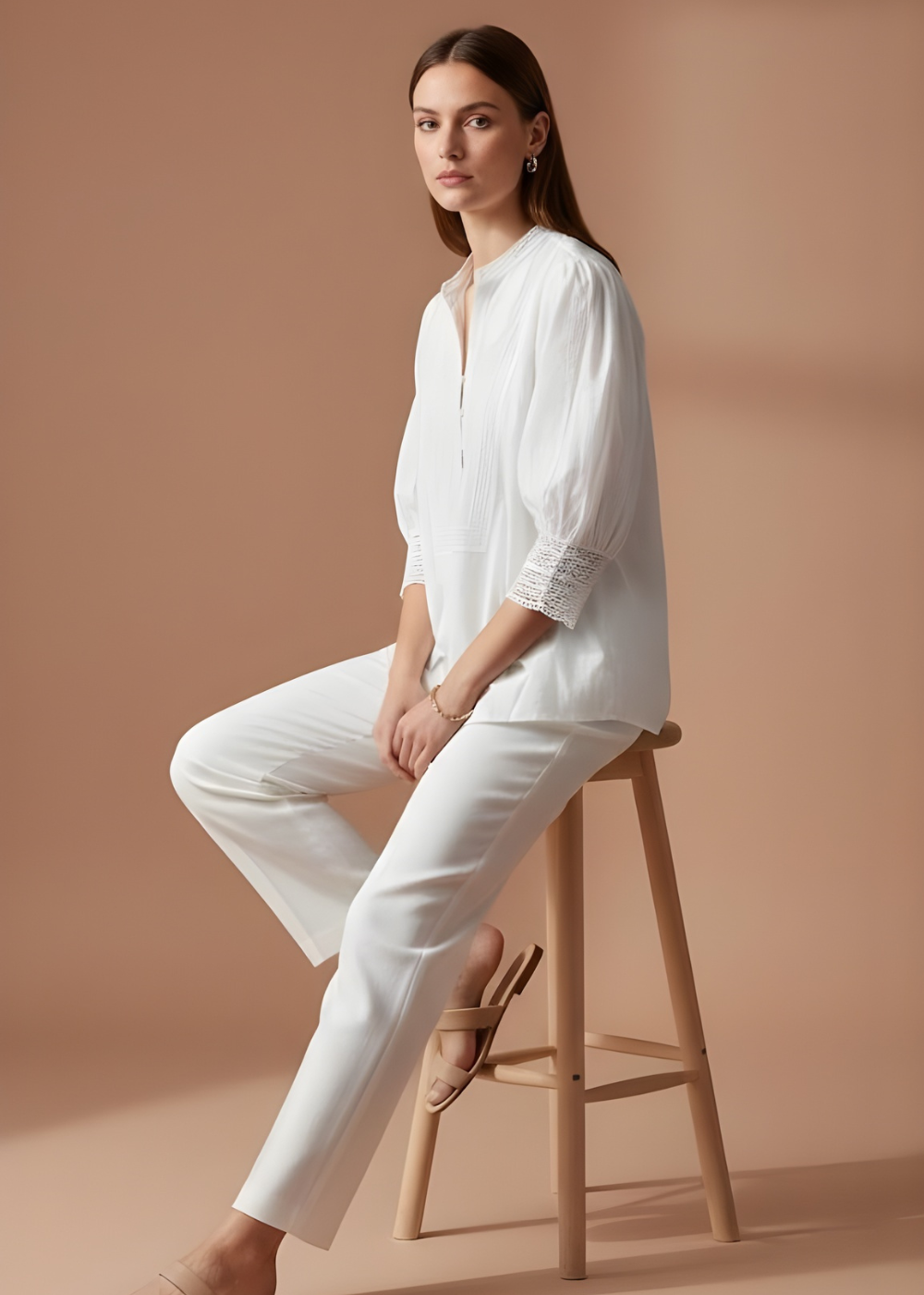 High-Neck Lace Detail Top