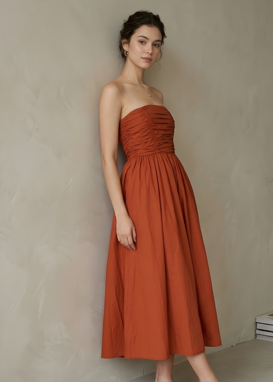 Strapless Ruched Maxi Dress