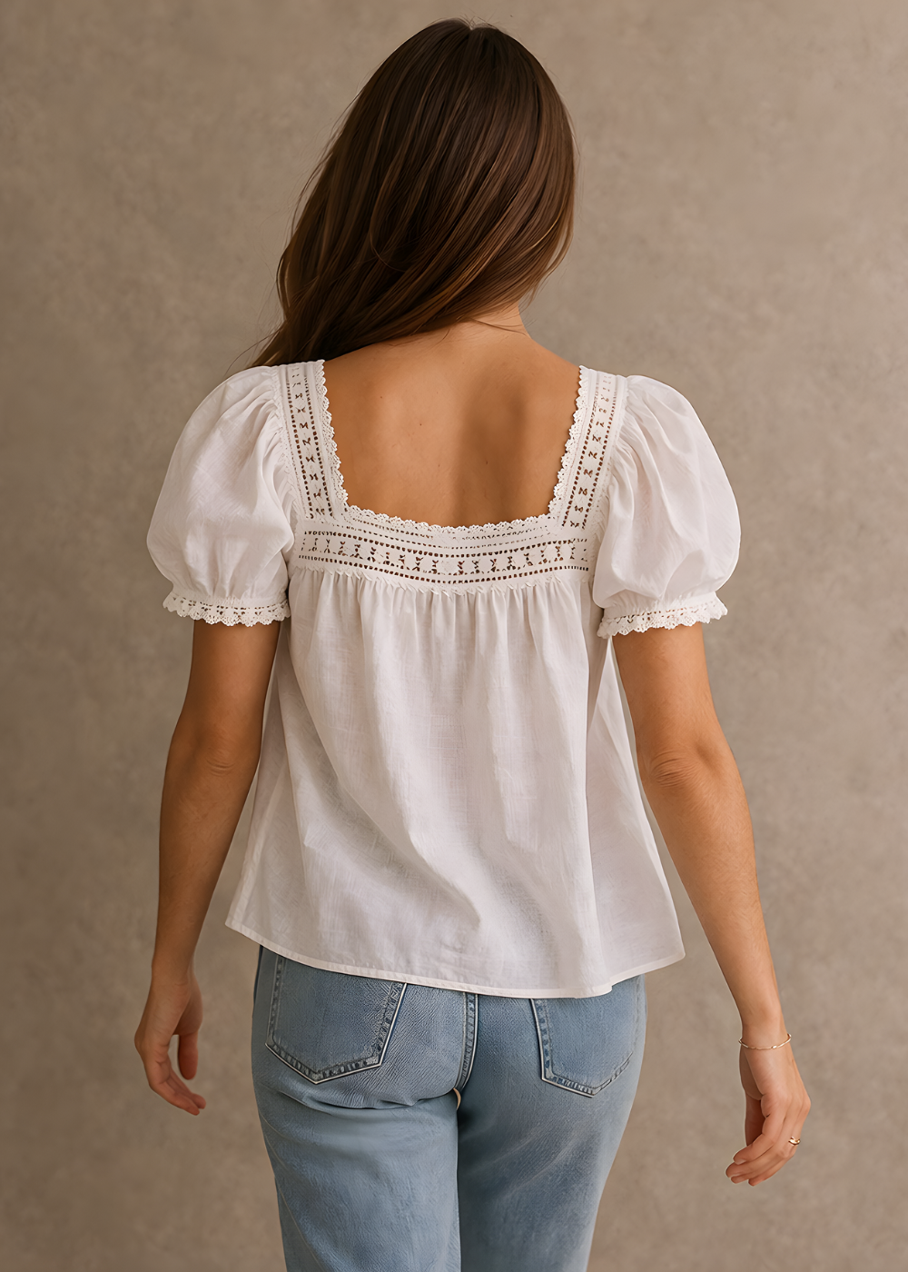 Square-Neck Puff Sleeve Top