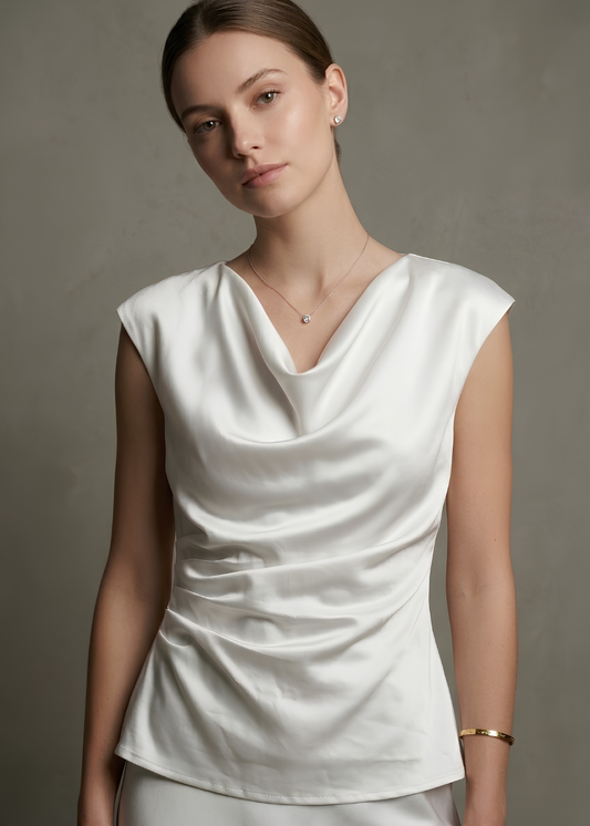 Cowl Neck Side Ruched Top