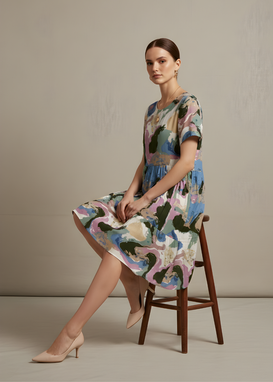 Abstract Print Dress