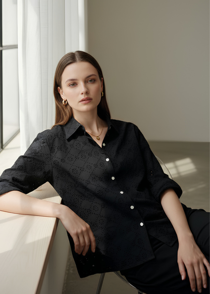 Cutwork Button-Down Shirt