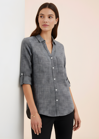 Button-Front Blouse