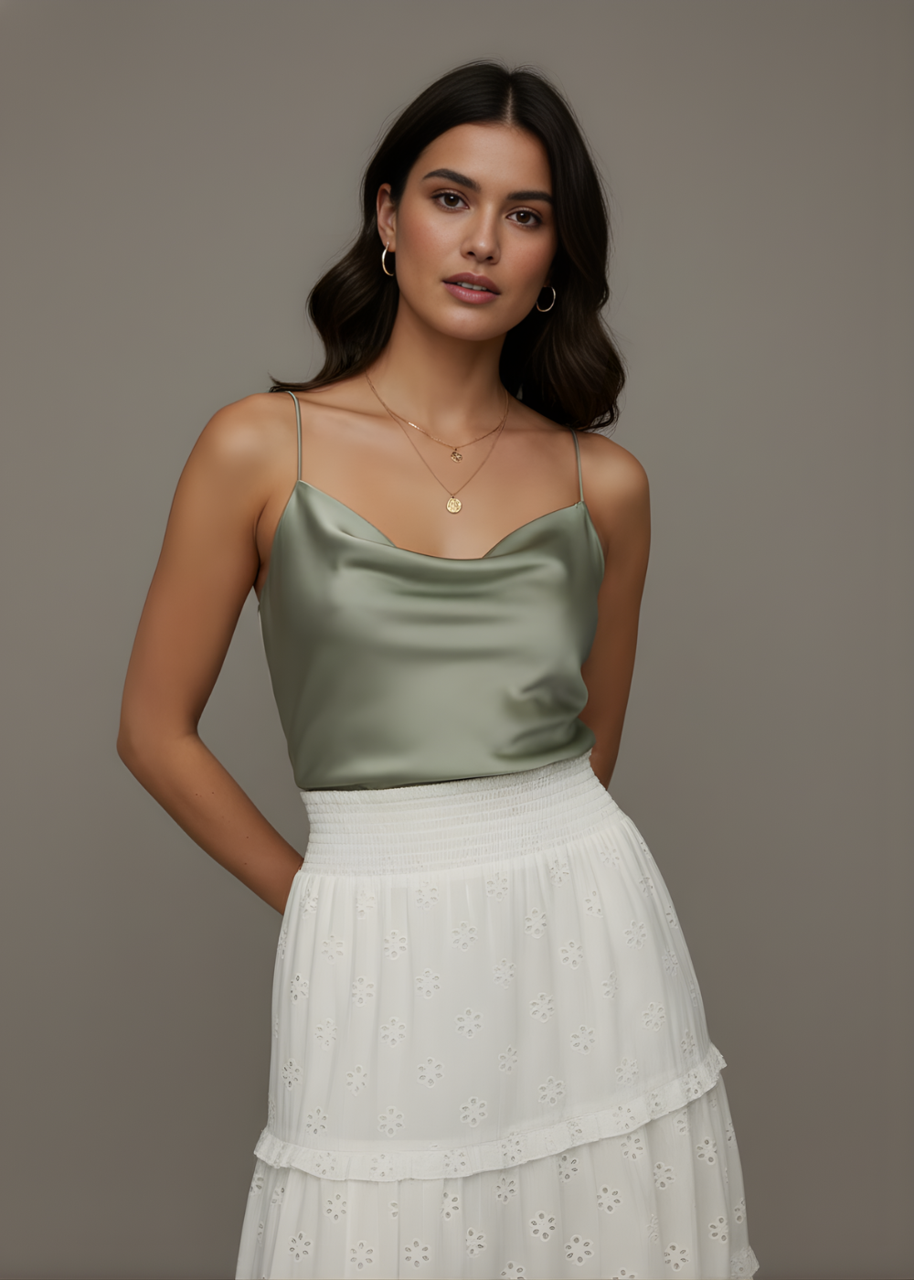 Smocked Waist Broderie Skirt
