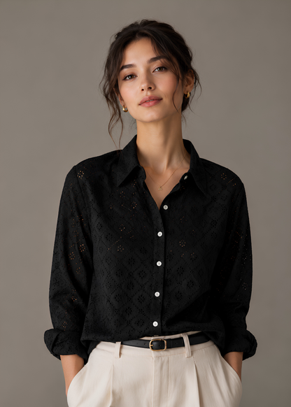 Cutwork Button-Down Shirt