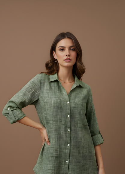 Button-Front Blouse