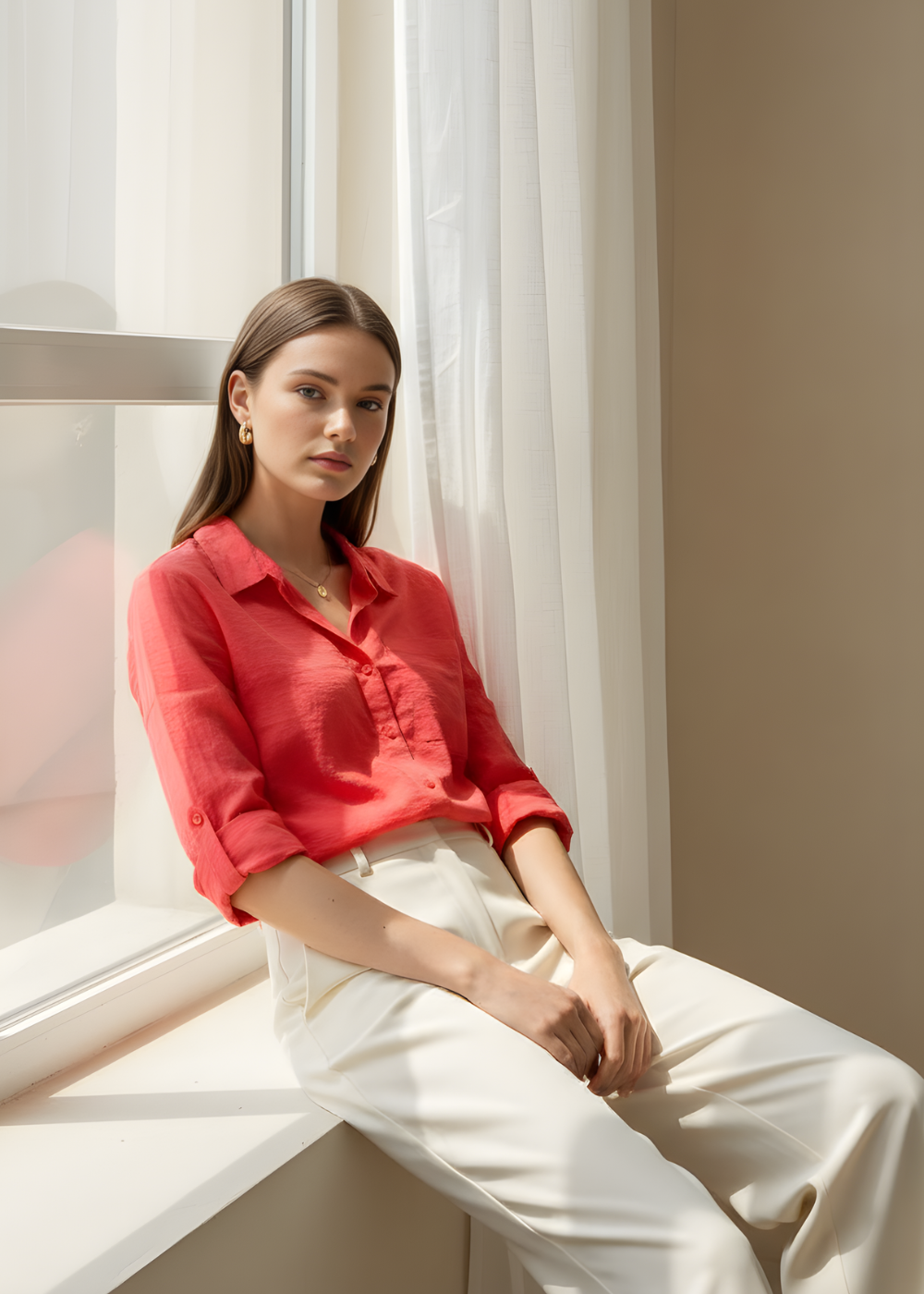 Button-Front Blouse
