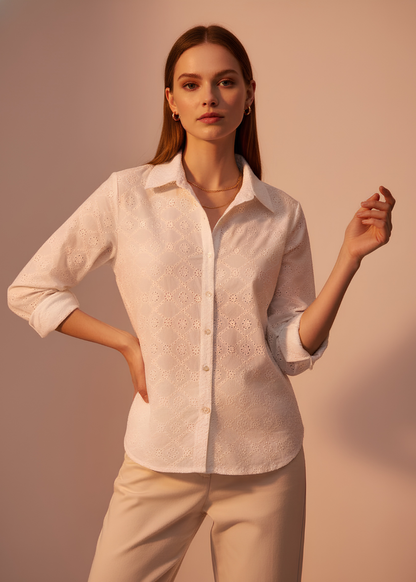 Cutwork Button-Down Shirt