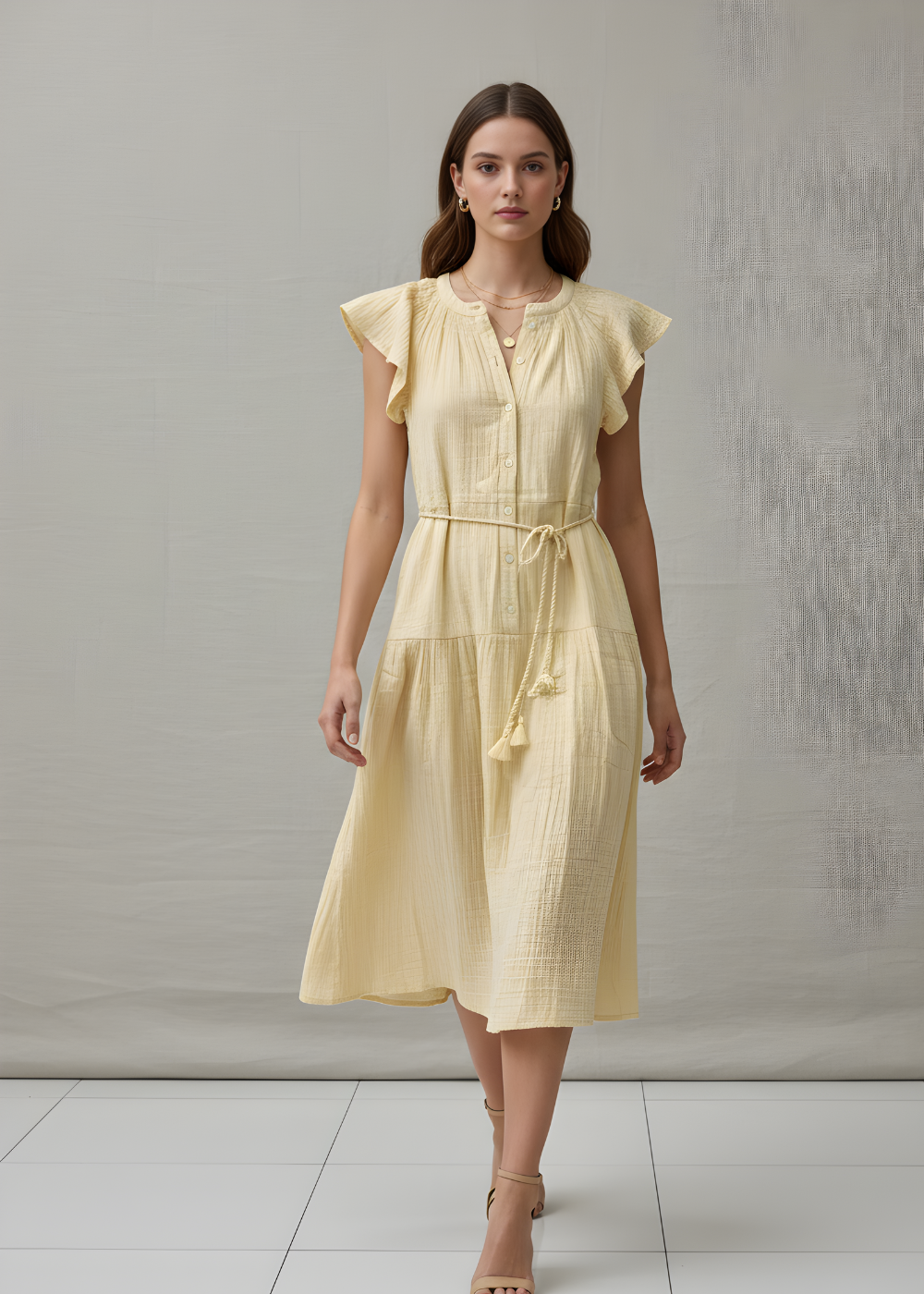 Flutter Sleeve Midi Dress