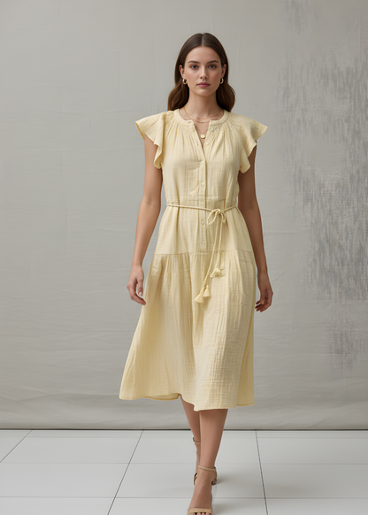 Flutter Sleeve Midi Dress
