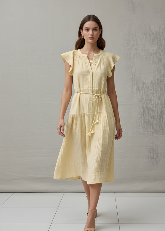 Flutter Sleeve Midi Dress