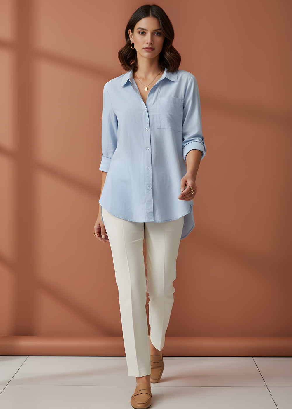 Button-Front Blouse