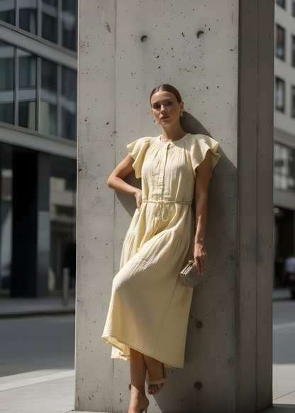 Flutter Sleeve Midi Dress