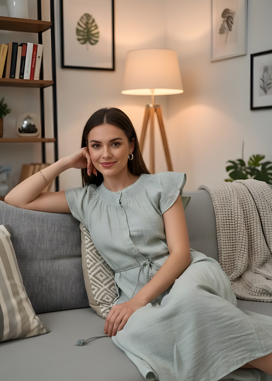 Flutter Sleeve Midi Dress