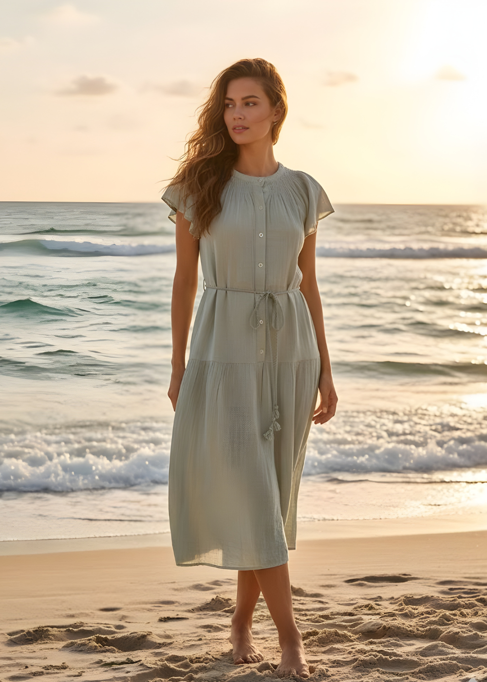Flutter Sleeve Midi Dress