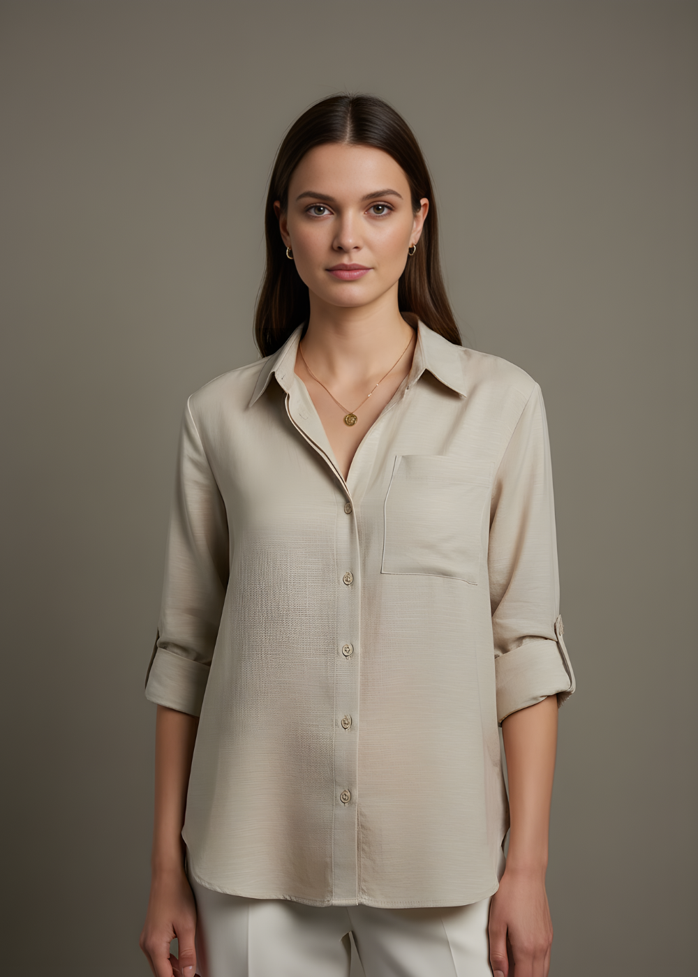 Button-Front Blouse