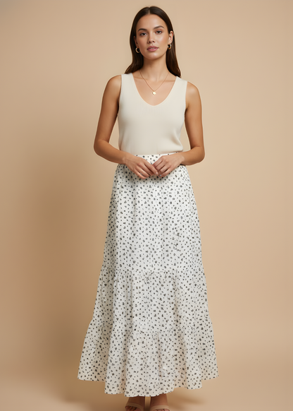 Tie-Waist Tiered Skirt