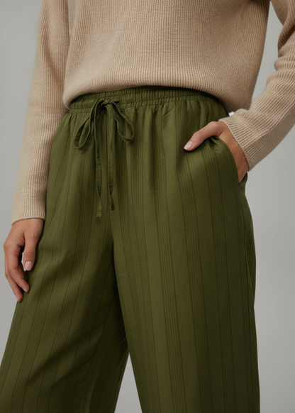 Textured Stripe Wide-Leg Pants