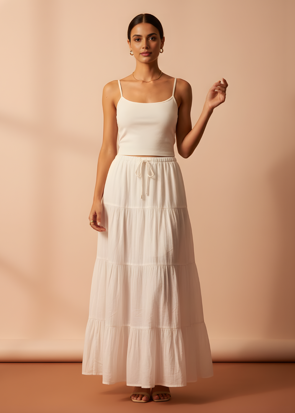 Tie-Waist Tiered Skirt