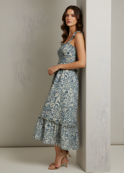 Smocked Tie-Strap Midi
