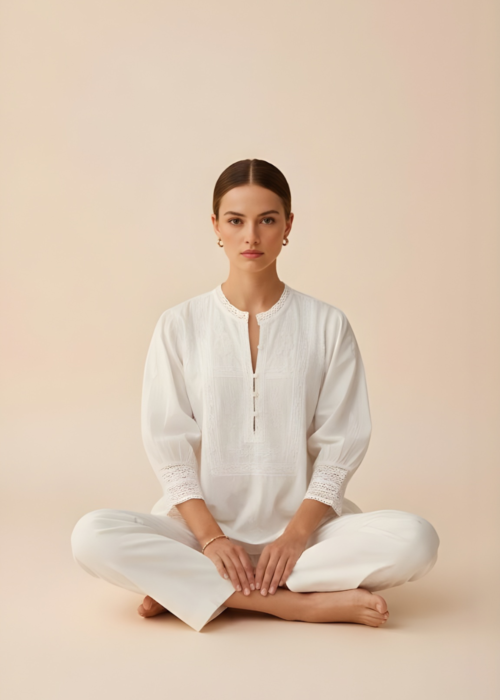 High-Neck Lace Detail Top