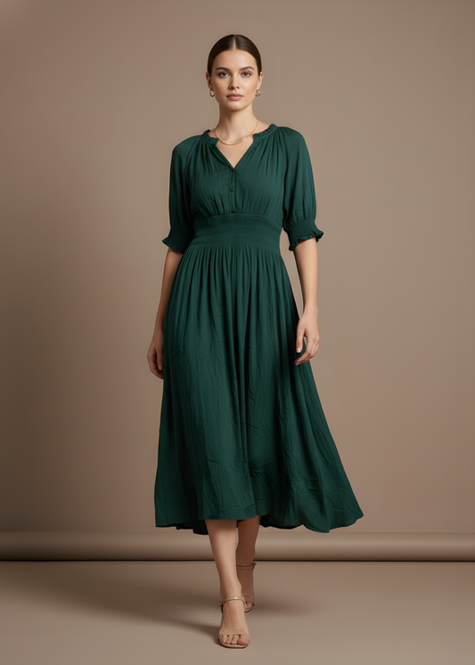 Smocked Waist Midi Dress