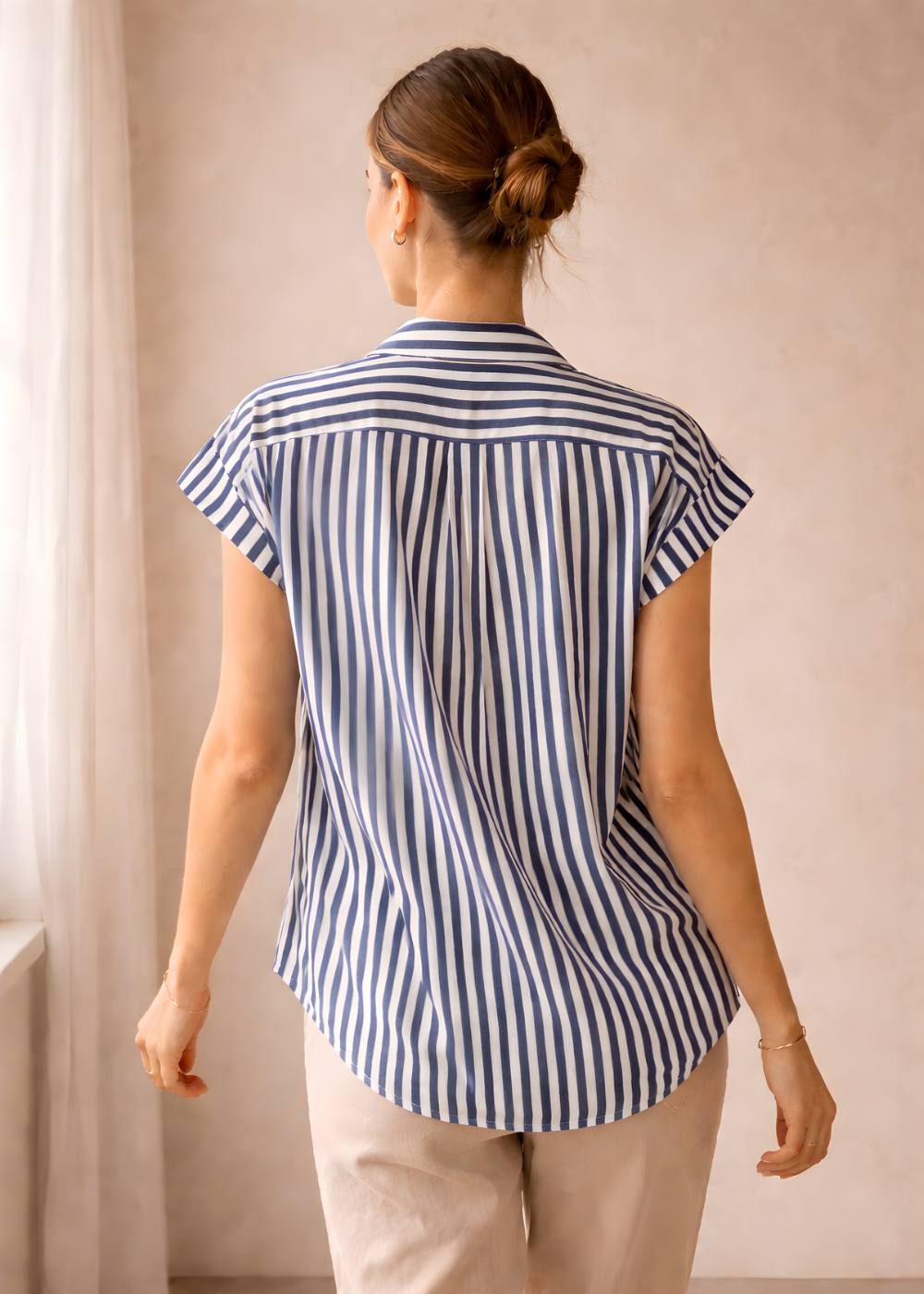 Striped Short Sleeve Blouse