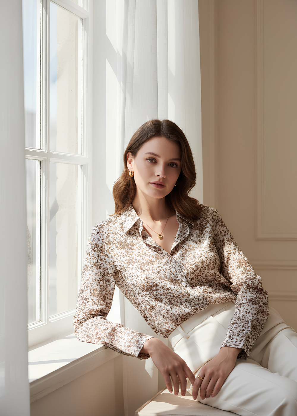 Classic Collared Floral Blouse