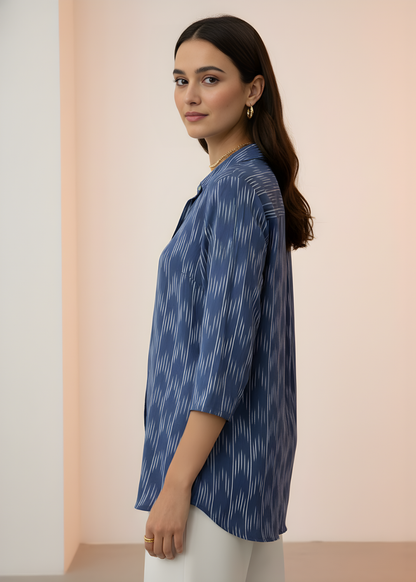 Printed Button-Front Blouse