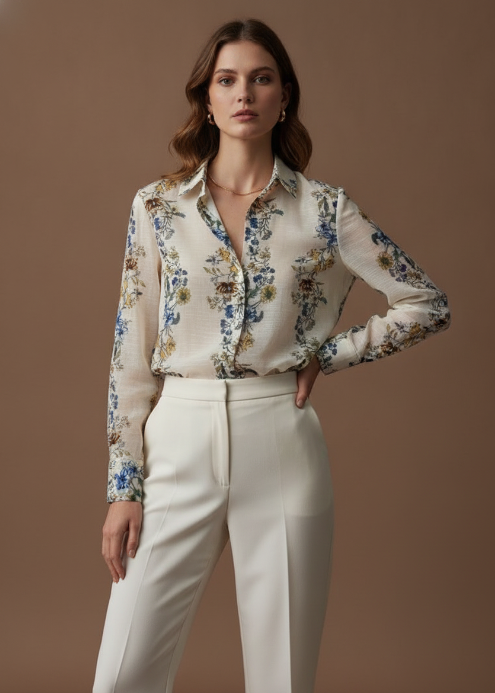 Classic Collared Floral Blouse