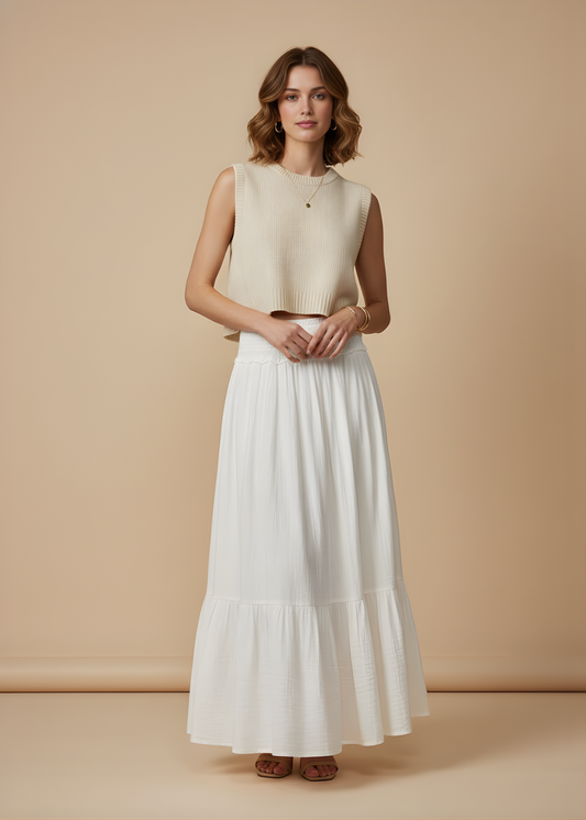 Smocked Waist Maxi Skirt