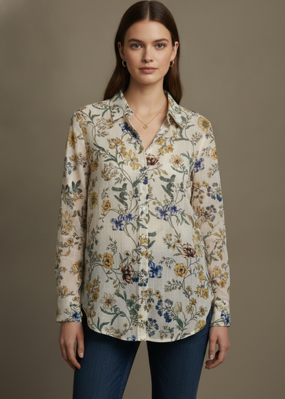 Classic Collared Floral Blouse