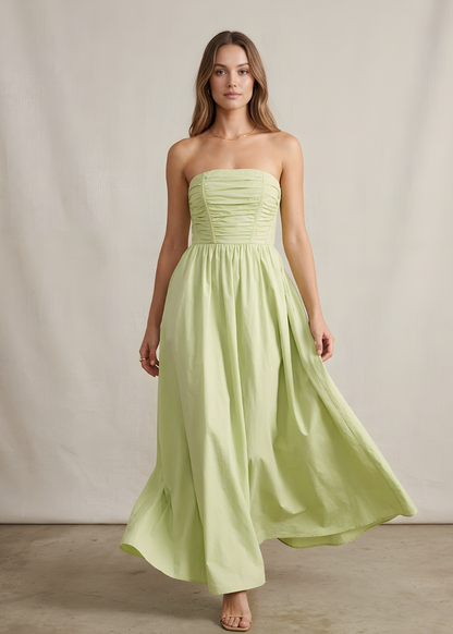 Strapless Ruched Maxi Dress