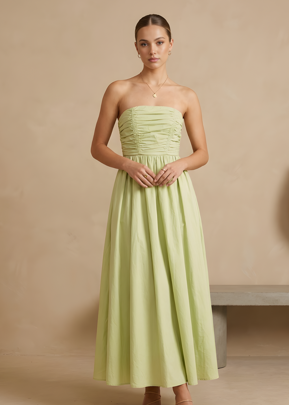 Strapless Ruched Maxi Dress