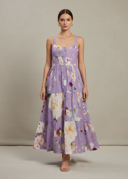 Tiered Button-Front Maxi Dress