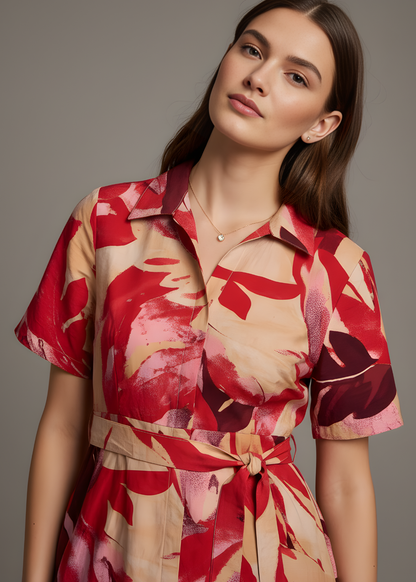 Button-Front Flare Dress
