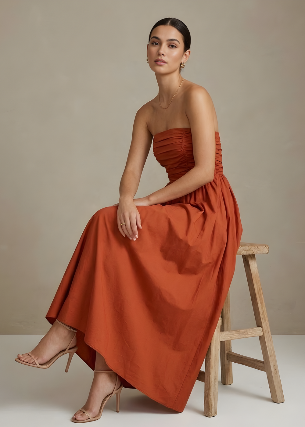Strapless Ruched Maxi Dress