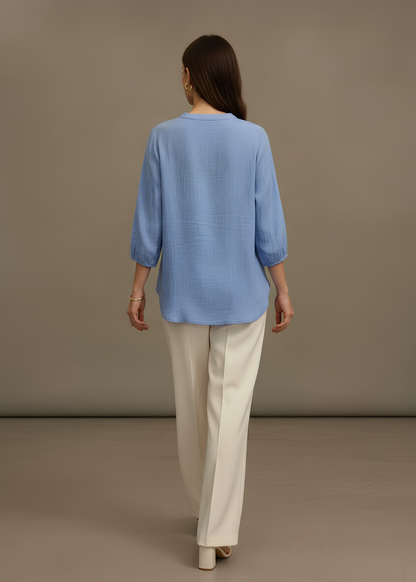 V-Neck Three-Quarter Sleeve Blouse