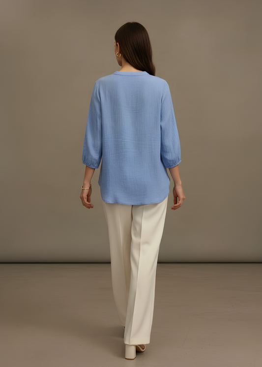 V-Neck Three-Quarter Sleeve Blouse