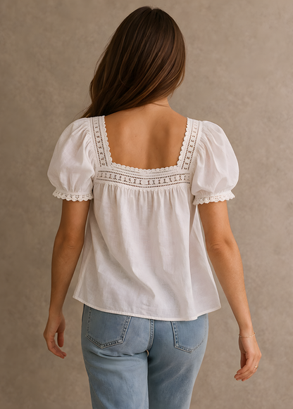 Square-Neck Puff Sleeve Top
