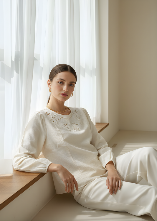 Ivory Cutwork Top