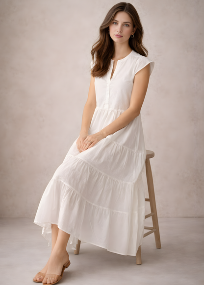 Cap-Sleeve Tiered Dress