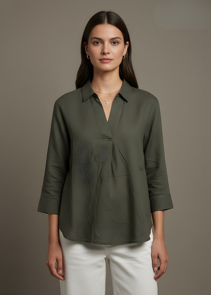 Pleat-Front Blouse