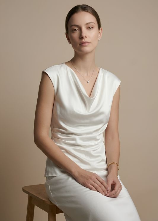 Cowl Neck Side Ruched Top