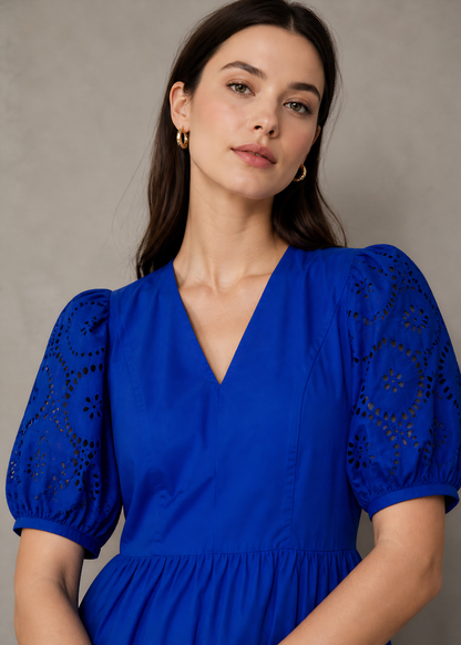 V-Neck Cutwork Dress