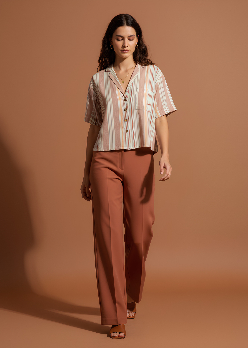 Cropped Striped Camp Shirt