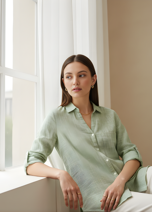 Button-Front Blouse