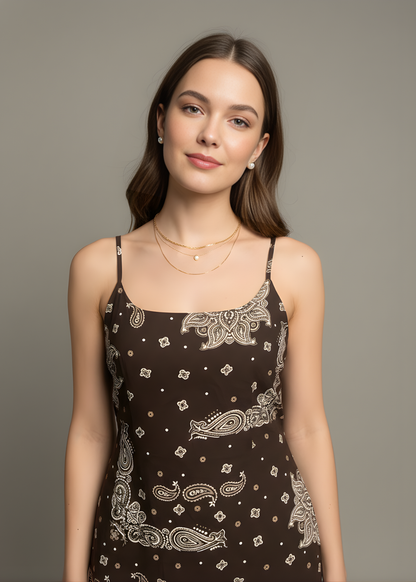 Boho Print Slip Dress